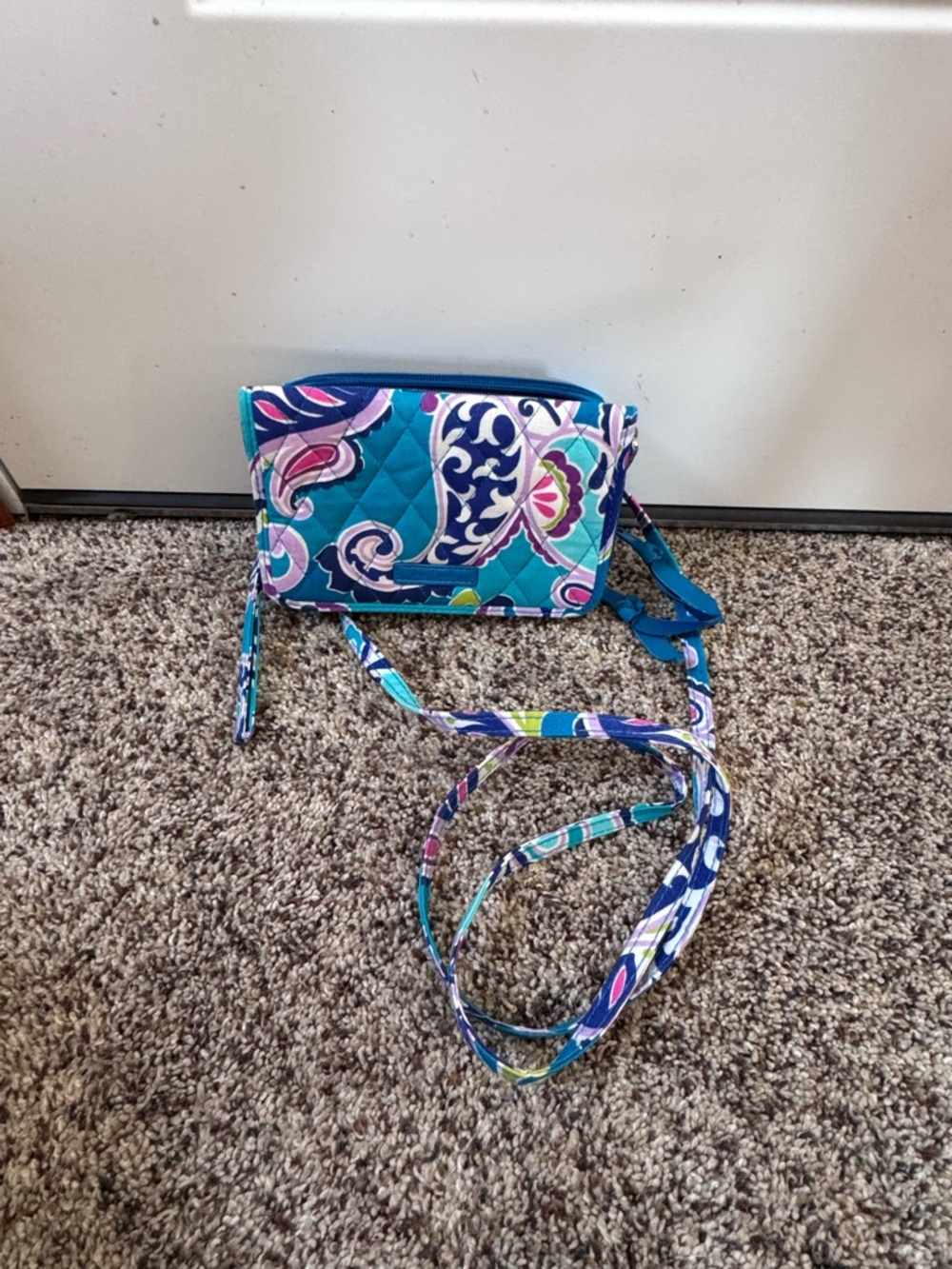 Vera Bradley Teal Floral Paisley Quilted Crossbody